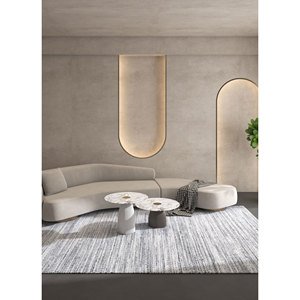 Konstrukt Designer Model Hwb-1004 Beige and <b>Brown</b> Hand Loom <b>Wool</b> & Bamboo Silk Striped Rugs for Home and Hotel Use - Product Image 5