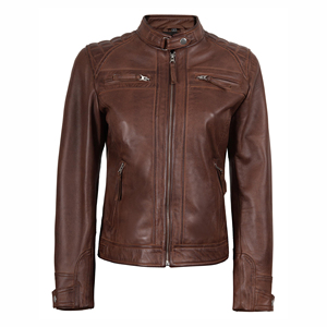 Veste en cuir véritable pour femmes personnalisée de haute qualité support élégant toile tissu respirant hiver article vente chaude en gros - Product Image 3