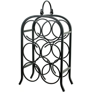 Porte-vin multifonctionnel en fer forgé au design vintage, finition noire, organisateur de table pour la maison et la salle à manger - Product Image 3