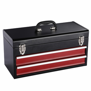 Tragbarer 2-Schubladen-Hochleistungs-Metall-Werkzeugkasten mit Griff und Schloss für die Aufbewahrung in der Garage - Product Image 1
