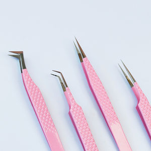 Pince à cils colorée Diamond Grip avec pince à épiler Volume Fiber Tip dans une boîte rose de marque privée pour le jeu de cils - Product Image 1