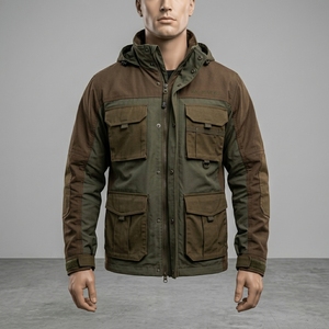 Chaqueta de Trabajo para Hombre, Color Verde Oliva, con Capucha, Múltiples Bolsillos, Estilo Casual, Manga Larga - Product Image 4