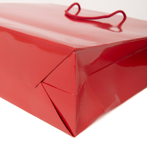 Sac en papier Double couche brillant de luxe de haute qualité, fabriqué en italie, 24x10x32, rouge pour vêtements, emballage cadeau de magasin de détail - Product Image 2