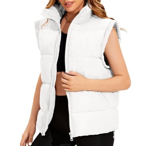 Nuevos diseños mujeres sin mangas Color sólido largo con capucha chaleco Puffer chaleco algodón mujeres sin mangas burbuja chaqueta - Product Image 5