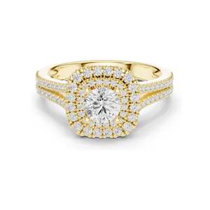 Bague de fiançailles halo en diamant de laboratoire 1,306 CT pour femme, clarté VVS-VS EF, or 18 carats, 14 carats, 10 carats et argent 925, rose, jaune - Product Image 2