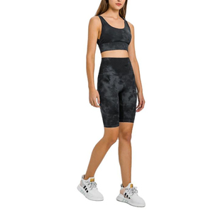 Nueva llegada Conjunto de yoga para mujer 2025 Moda Transpirable Tasa ajustable Cintura alta Pantalones cortos de secado rápido Conjunto de 2 piezas - Product Image 4