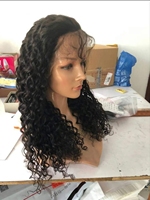 Perruque 360 en cheveux indiens Remy ALVI 100 % naturels, pré-épilée, sans colle, avec cuticules alignées, ondulations douces, frontale en dentelle, écologique, vente en gros