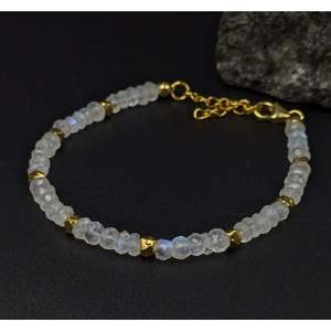 Rainbow Moonstone Beaded Bracelet with 18K Gold Plating Amethyst and Quartz <b>Charm</b> Gift for Occasions Ball Patterned Number - Product Image 5