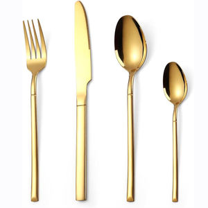 Conception personnalisée Fabrication à la main Fourniture de gros Couverts en métal de haute qualité Ensemble de couverts de luxe poli à l'or - Product Image 5
