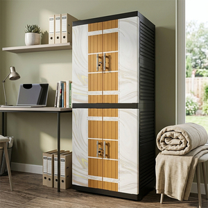 Armario de Plástico Minimalista Portátil Naiba, Armario de Almacenamiento Independiente con 4 Estantes y Puertas Planas, Ecológico, Apto para Dormitorio - Product Image 1