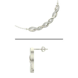 Ensemble collier et boucles d'oreilles pendantes torsadées en argent sterling 925 plaqué rhodium CLARA, bijoux fins, cadeau pour femmes et filles avec chaîne - Product Image 2