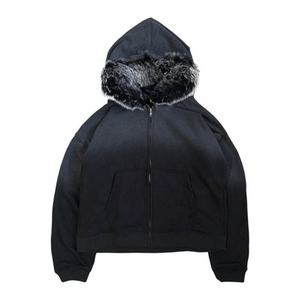 Venta al por mayor en blanco Zip up Hoodie Hombres 100 algodón Fur Hoodie con cremallera - Product Image 2