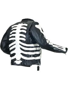 Halloween Skeleton Bones Blouson en cuir noir - Product Image 2