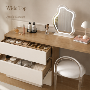 <strong>Dressing</strong> <strong>Table</strong> with Mirror Dresser for Bedroom Wood 6 Drawer Dresser for Bedroom <strong>Corner</strong> Makeup Vanity - Product Image 6