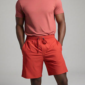 Pantalones cortos de cintura alta con cordón para hombre, gimnasio, entrenamiento físico, 100% algodón, poliéster, pantalones cortos para hombre - Product Image 1