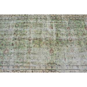 Alfombra turca Vintage clásica verde Beige lana hecha a mano 5,2X8 pies Patchwork rectángulo felpa altura látex para adolescentes alfombra de noche - Product Image 5