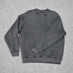 Sudadera con capucha lavada desgastada para hombre con logotipo personalizado de alta calidad, jersey de cuello redondo, sudadera con capucha de gran tamaño con hombros caídos, sudaderas básicas - Product Image 1
