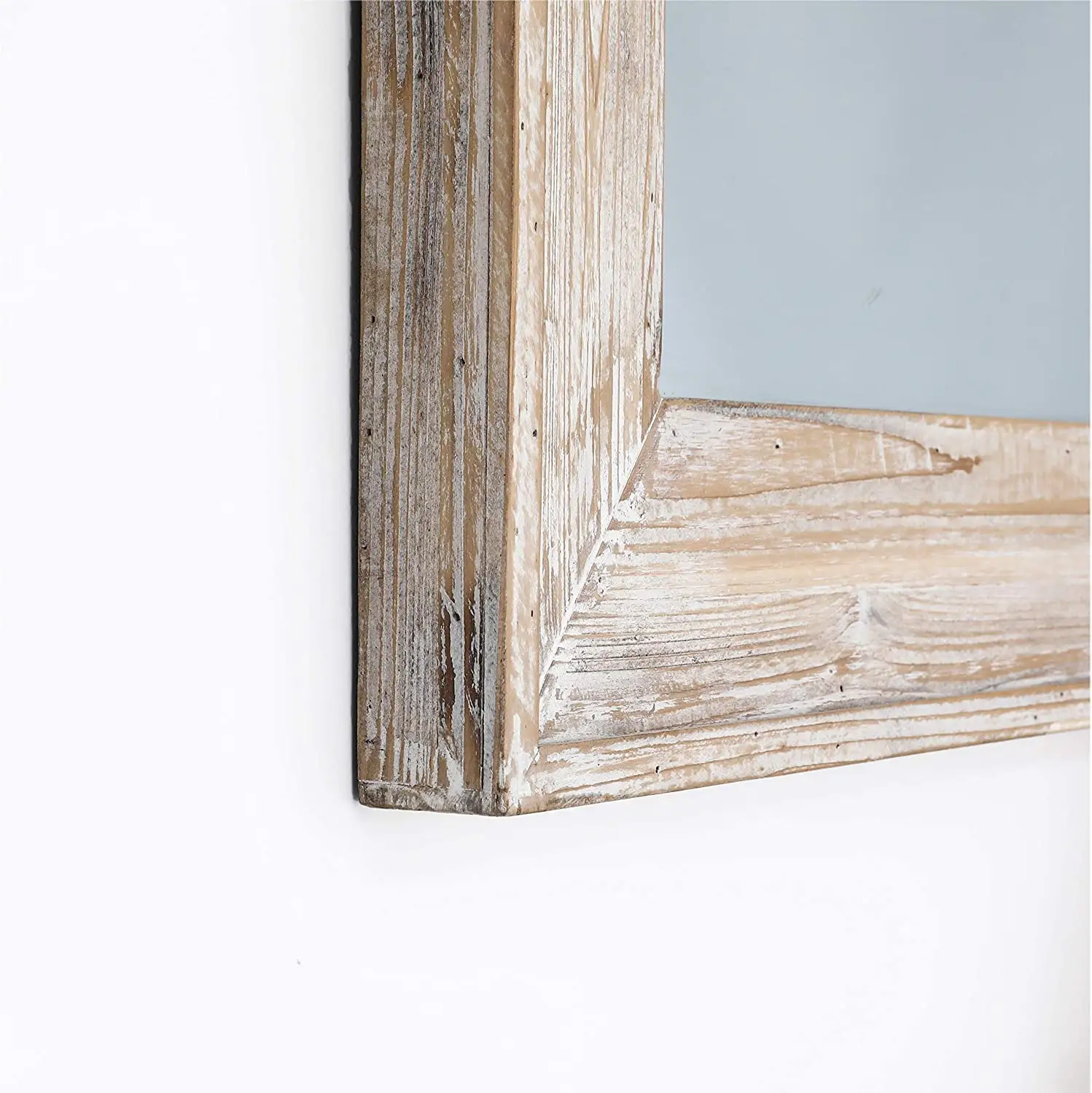 Espelho de parede decorativo rústico, armação de madeira, espelho de pendurar retangular para casa de fazenda, entrada, quarto, decoração