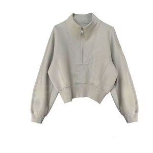 เสื้อกันหนาวมีซิปแขนยาวสำหรับผู้หญิง, เสื้อกีฬาแบบสวมหัวแขนยาวน้ำหนักเบาระบายอากาศได้ดี - Product Image 1