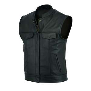 Gilet pour homme en similicuir respirant de haute qualité, coupe-vent, à boutons, design personnalisé, veste de motard, vêtements d'extérieur, vente en gros - Product Image 4