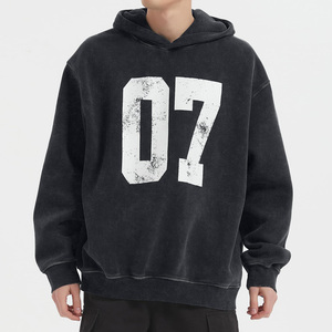 Men's <b>Hip</b> Hop Acid Wash Heavy Fleece Hoodies Custom Embroidery High Quality Polyester/Cotton Blend Vintage Distressed Winter - Product Image 2