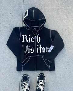 เสื้อมีฮู้ดพิมพ์ซิปโอเวอร์ไซส์สำหรับผู้ชาย360ขนแกะผ้าฝ้ายลายกราฟิก100% ออกแบบได้ตามต้องการ - Product Image 2