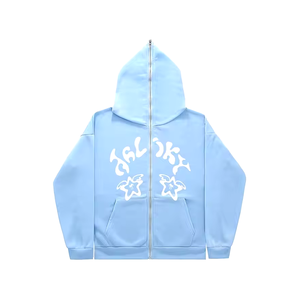 Sweat-shirts à capuche unisexe surdimensionnés personnalisables à faible MOQ, avec fermeture éclair intégrale, strass, 100 % coton, respirants et à séchage rapide - Product Image 2