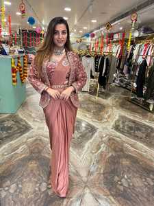 Trending Style New Fancy Ready To Wear Chinon Silk <strong>Saree</strong> With Sequence Embroidery Work Koti And Full Stitched <strong>Blouse</strong> - Product Image 2