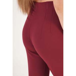 Pantalones de Campana Lustrin para Mujer, Color Borgoña, Mezcla de Viscosa, con Detalle de Abertura, Cintura Media, Casuales, para Otoño, para Oficina - Product Image 5