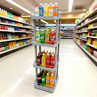 Bac à boissons métallique roulant avec roues pour eau en bouteille, supermarché, épicerie, présentoirs de vente au détail pour la promotion