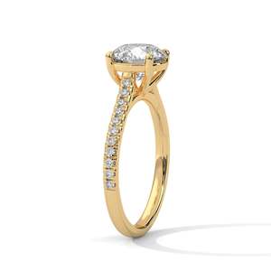 Bague de fiançailles en diamant de laboratoire rond, 2 carats, clarté VVS, diamants de laboratoire centraux et latéraux, or massif 14K/18K, rose, jaune ou blanc - Product Image 5