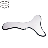 Outil facial de poche en acier inoxydable Gua Sha avec logo personnalisé masseur Guasha en métal de thérapie lisse pour le massage par grattage du corps