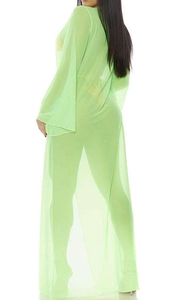 Couverture en maille transparente ouverte Vêtements de plage longs d'été Bikini Cover Up Maillots de bain Long Cover Ups Quick Dry Sheer Mesh Open Caftan - Product Image 4