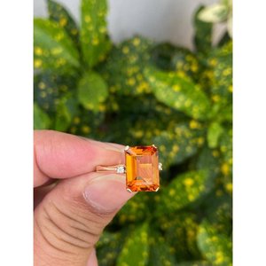 Bague en acier inoxydable plaqué or 14 carats avec citrine miel, style vintage tendance, sertissage incrusté, qualité supérieure, pour fiançailles, taille unique - Product Image 2