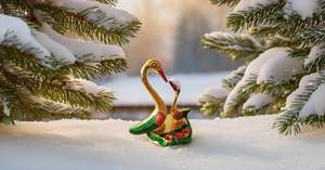 Veelkleurig Geschilderd Aluminium Beeld Van Een Paar Kussende Eenden Op Maat Bedrukt Vastu Decoratief Tafelbureau Aan Huis - Product Image 3