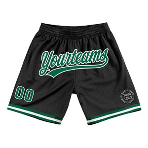 Industrie Direct Engro Sportswear Comfortable Custom Black Kelly Green-White Authentic Throwback Basketball Shorts - Product Image 1