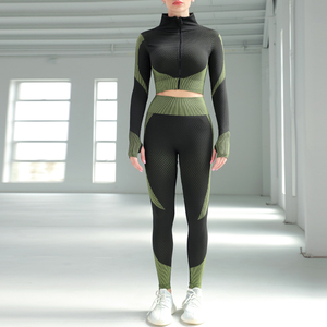 Customized Women's 2-Piece Gym Workout <b>Set</b> Skinny Fitness Yoga Bra & <b>Leggings</b> Solid Pattern <b>Seamless</b> Fitness Tracking <b>Set</b> - Product Image 3