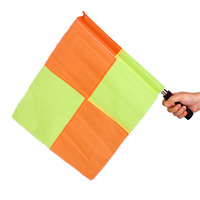 Drapeau d'arbitre 46*40cm avec poteaux en acier inoxydable, poignées en éponge, signalisation pour événements sportifs de football et de soccer sur terrain, motif à carreaux losanges