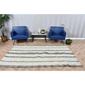 Tapis Kilim turc 4,7x8 pieds (142x243 cm), tapis vintage blanc avec motifs de plantes et d'arbres - Product Image 1