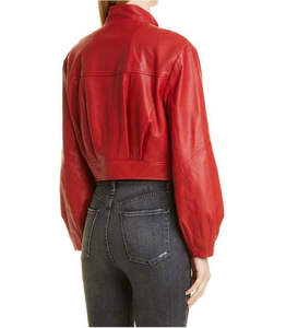 Chaqueta Bomber de Piel de Oveja Auténtica para Mujer, 100% Cuero Genuino con Forro de Satén y Nailon - Product Image 5