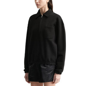 Col haut demi-fermeture éclair femmes personnalisé sweat à capuche ensemble manches longues doux en relief 100% coton hiver Streetwear doublé - Product Image 2