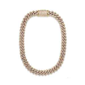 Chaîne à maillons cubains Moissanite coupe ronde 12mm chaîne de mariage glacée pour bijoux pour hommes en argent sterling 925 plaqué rhodium 25 carats - Product Image 1