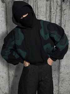 Nouveau 2026 Sweat à capuche de haute qualité, effet délavé soleil, vieilli et reworké, style streetwear, en coton mélangé peint et teint - Product Image 4