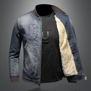 Veste denim ample rétro pour hommes Parka d'hiver décontracté Vêtements de sortie moto tendance - Product Image 1