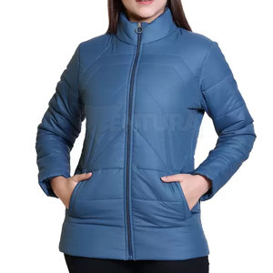 Chaqueta acolchada de invierno transpirable de alta calidad para mujer, logotipo personalizado, relleno de algodón, cuello levantado, patrón sólido con cremallera - Product Image 5