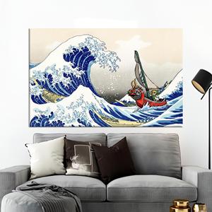 งานศิลปะบนผ้าใบพิมพ์ลาย: Zelda Windwaker Wave Decor, WRAPPED CANVAS - Product Image 1