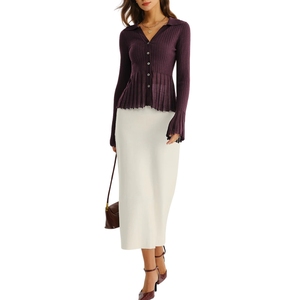 Blusa de algodón de manga larga de punto para mujer, Top con botones para oficina, ropa informal, Tops de moda al por mayor para verano y otoño - Product Image 4