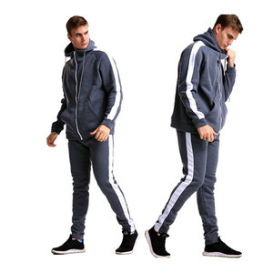 Ensemble de survêtement personnalisé Sweat à capuche pour homme à fermeture éclair complète et pantalon de jogging Fabricant de marque privée OEM en mélange de coton de qualité supérieure. - Product Image 1