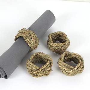 Porte-serviette en rotin d'automne de meilleure qualité fait à la main porte-serviette naturel en métal lot de 3-pour les fêtes de mariage - Product Image 2