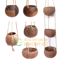 Pot Tanaman dan Pot Gantung dari Kulit Kelapa Grosir Vietnam dengan Logo dan Desain Kustom, Planter Alami Berkualitas Tinggi